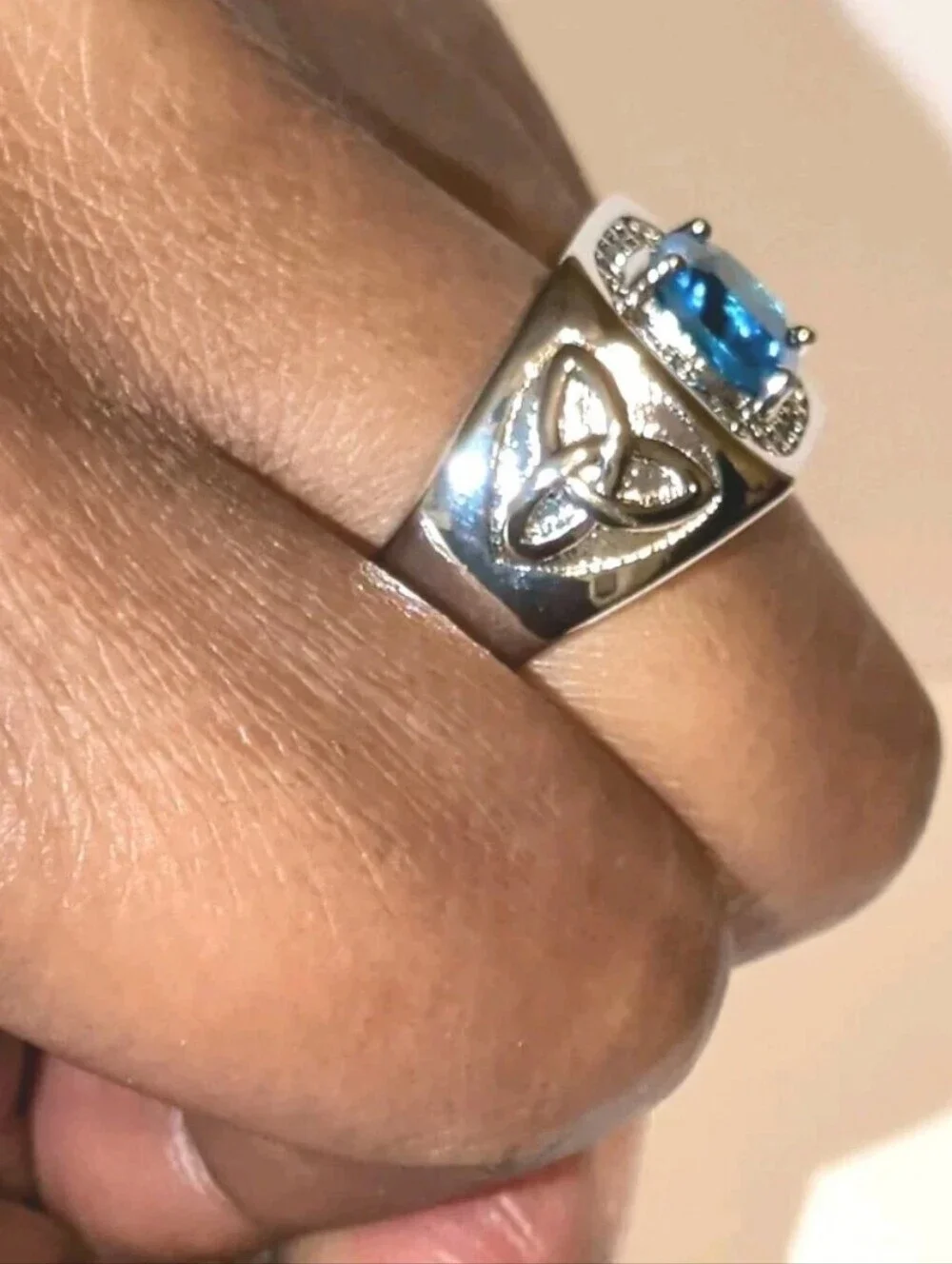 Classic Bright Men's Lab-Created Diamond Topaz Ring with Golden Accents